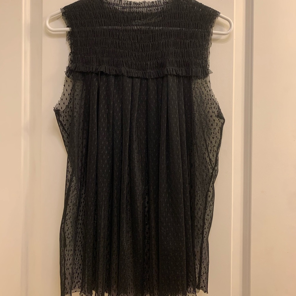 Black sheer polka dot tank